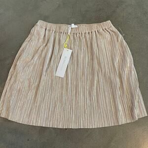 BCBG generation gold metallic mini skirt pleaded pockets womens small NEW